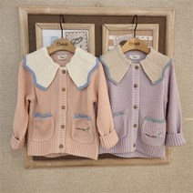 치크 2001구로점 가을신상 에리 배색 스웨터 가디건 CKCK22W1G(라일락)