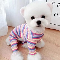 라라의스토어 강아지옷 줄무늬 티셔츠 올인원, 레드(올인원)