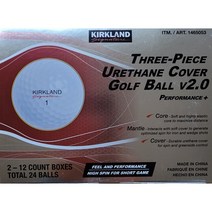 커클랜드 시그니처 3피스 골프공 v2.0 24개 최신 출시 신형 골프공 화이트컬러 빠른 볼 스피드와 비거리 실현