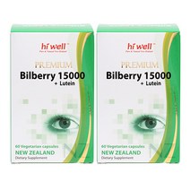 Hi Well 하이웰 뉴질랜드 프리미엄 빌베리 15000 + 루테인 60베지캡슐 2팩