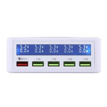 차량밧데리충전기 완속충전기 배터리 카스타터 밧데리 충전기 AIXXCO USB 빠른 충전기 40W 5 포트 LED 디스, 04 White_03 UK