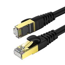 1.5M KASIMO LAN 케이블 CAT8 카테고리-8 40Gbps 2000MHz 초고속 SFTP 연금 커넥터 RJ45 모뎀 라우터 프린터 ADSL PC Macbook XBox에 대응 이더넷 케이블 (1.5m 검정)