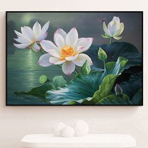 MINJING 3D전체DIY 큐빅 보석 십자수세트 경치 산수 꽃들 연꽃 취미생활 비즈십자수 집들이 선물 생일, 1세트, 100x70cm