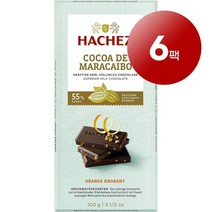 Hachez 하세스 독일 직배송 카카오 마라카이보 55% 오렌지 크로칸트 초콜릿 바 100g Cocoa Maracaibo Orange Krokant schokolade, 6팩
