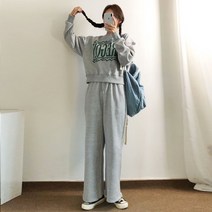 러브앤시티 여성 오레곤 트레이닝세트 맨투맨 와이드팬츠 세트 쭈리 기모