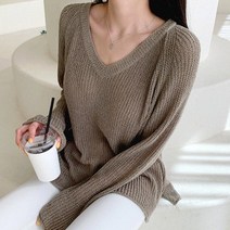 브이넥 부클 니트 8color / 루즈핏 봄여름신상 / 인기폭주 / 빅사이즈 박스티 그물 니트- [국내생산 고퀄리티], FREE, 브이넥 부클 니트_애쉬블루