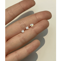 [silver925 자체제작]오로라 투명 하트 꽃 피어싱 귀걸이 3종 세트 (1color)