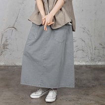 벅시루 여성 노바디진 미세줄 밴딩 롱 스커트 672