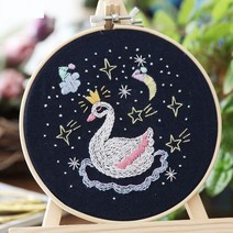 퀼트 패키지 어버이날 디스크 장식 퀼트배우기 DIY 파우치 가방만들기 자수, 마룬굿나잇 - 화이트스완 15cm