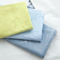 패브릭샵 60수아사 자수플라워 3컬러, 코발트