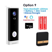 IoT Ai 인터폰 비디어폰 설치 교체 Tuya-와이파이 무선 초인종 카메라 1080P HD 비디오 도어 폰 스마트 라, 09 OPTION 9_04 영국 플러그