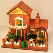 리틀 메이슨 DIY 오두막 어린이 집을 짓다 수제 건물 모델 미니 벽돌 장난감, 집 오두막 + 도구 + 조명 + 씨앗