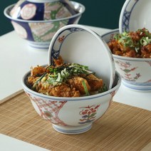 히미츠 텐동 그릇세트 7종 일본 가정식 뚜껑있는 돈부리 규동 덮밥 라면 밥 국 도자기, 맑은 블루 소