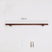벽걸이 원목행거 벽고정 옷걸이 북유럽 옷가게 나무 행거, 블랙 월너트 크로스바 90 cm