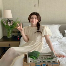 핑턴 반팔 퍼프 쉬폰 원피스 여름 휴양지 비치 돌잔치엄마 하객원피스 44 66사이즈쇼핑몰 르뚜앙