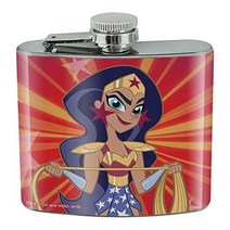 DC Super Hero Girls Wonder Woman Stainless Steel 5oz Hip Drink Kidney Flask, 1