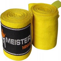 Yellow Meister Adult 180” Semi-Elastic Hand Wraps for MMA Boxing (Pair), 1