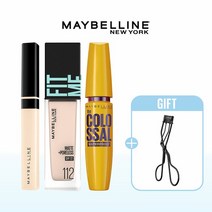 [메이블린뉴욕]콜로썰 마스카라+핏미 파운데이션(타입선택)+핏미 컨실러+부분뷰러, 리얼브라운, 122 크리미 베이지