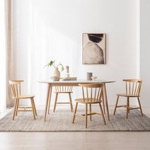 리바트 레도바 4인 원형 세라믹식탁세트 뉴윈저의자, 웜화이트+블랙다리