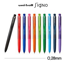 유니 볼 UMN-155-28 시그노 노크식 0.28mm 38mm 10색 젤잉크, 블랙, 본상품선택