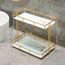 당일발송 호텔식 골드 대리석 2단 화장품 보관대 정리함 수납함 화장대, 흰색