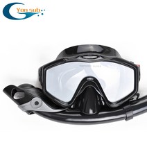 셋트 초보 스노우쿨링 호흡기 장비 액티비티 잠수 프리다이빙 마스크 풀페이스 물안경, 블랙 투피스