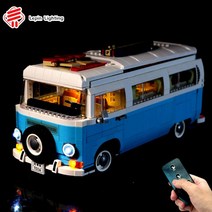 레고 호환 T2 캠핑버스 불빛 장난감 전시함 10279, 캠핑카+리모트램프