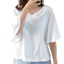 퀸하우스 5153 - 무지 러플소매 반팔 티셔츠