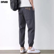 DFMEI 여름 남성 캐주얼 팬츠 와이드 카고 조거 9부바지 면 빅 사이즈
