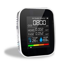 다기능 5in1 CO2 Meter Digital 온도 습도 Tester Air Quality Monitor 이산화탄소 TVOC HCHO Detector, 협동사, 흰색 5 in 1