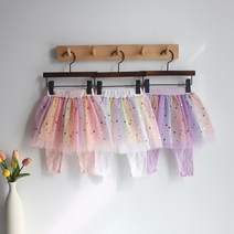 [이모맘] S/S 아동유아 무지개 플라워 샤치마 레깅스 공주 6부샤치랭스 KB02