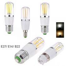 E14 E27 3W 4W 6W LED 필라멘트 전구 조광 가능 B22 베이요넷 교체 30W 40W 60W 백열등 220V 110V DC 12V, 찬 백색, B22 + No-dimmable 85-265V