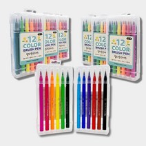 칼라 12색 붓펜세트 캘리그라피_혼합 세트, 12색 x 6세트