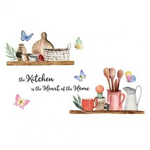 현대 경량 낙서 벽 데칼 이동식 장식 영어 부엌 나비 상업 장소, 01 Multicolor