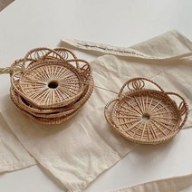 라탄 티코스터 꽃잎 소품 화병 컵받침 캔들 우드 촬영품 인테리어 작은 홀