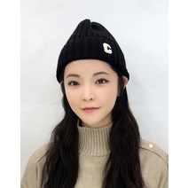 로고 C컬러 남녀공용 니트 심플 비니 모자