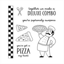 피자박스 배달 무지 용기 제작 종이박스 포장 요리사 피자 단어 클리어 스탬프 및 금속 절단 다이 카드 스크랩북 5 월 4 연간 카탈로그 20232024 년 신제품, 1.EN Stamps