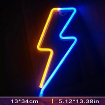 감성소품 네온사인 간판 번개 모양의 USB 네온 라이트 로그인 Fulmination 테이블 조명 벽 장식 Led 침실, 07 blue yellow
