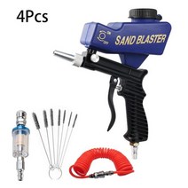 샌드 블라스트 에어 녹 제거기 조정 가능 블라스팅 건 90psi 휴대용 블래스터 기계 중력 공압 소형 핸드 헬드 세트, 4Pcs Set Blue