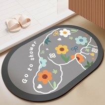 비기팬시 플라워애니멀 빨아쓰는 규조토 발매트 40*60cm, 블랙도기, 1개