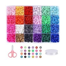 그린타임 클레이 비드 4500pcs 플랫 라운드 스페이서 비드 헤이시 팔찌 보석 만들기 키트 귀걸이 DIY 공예 명절 선물 24color 6mm, 24 colors, S-4500PCS