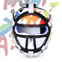 태권도 어린이 얼굴 보호대 헬멧 완전 밀폐형 머리, 페이스 마스크형 아동용 (화이트 S)