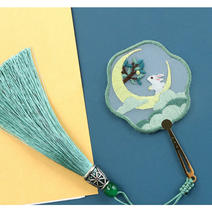 홈팸 프랑스 자수 DIY 패키지 세트 토끼 책갈피 만들기 키트 1개, 연꽃