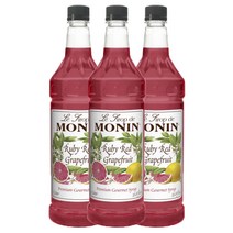 모닌 프리미엄 고메 시럽 루비 레드 자몽, 3개, 1L