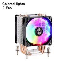 쿨링팬 LED RGB 케이스 쿨러 6 히트 파이프 구리 튜브 CPU 3/4Pin PWM PC 조용한 인텔 LGA 2011 9cm 냉각 팬 나사 고정 서버 X79 X99 i5 i7, [06] 2FAN-Color light, [01] 없음 RGB, [02] Interface-4Pin