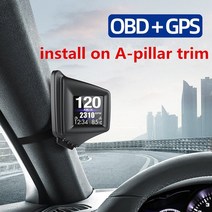 HUD 헤드 업 디스플레이 OBD + GPS 듀얼 시스템 스마트 게이지 운전 스톱워치 속도계 주행 거리계 디지털, 한개옵션0