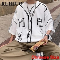 봄옷 RUIHUO- 남성 티셔츠 오버사이즈 여름 웃긴 셔츠 의류 하라주쿠 사이즈 5XL