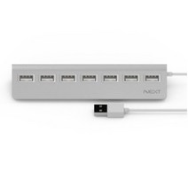 넥스트 USB 2.0 7포트 무전원 USB허브 NEXT-717UH, 실버