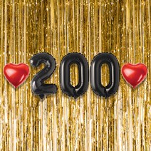 200일 이벤트 포토존 세트 아기 기념일 커플 축하 기념 숫자 풍선 하트, 10.커튼-(골드)-200(소)-블랙