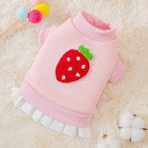 마이바우 레이어드 맨투맨 강아지옷 고양이옷, 딸기 핑크